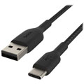 Câble gaine tressée USB-C/USB-A (15 cm, noir)