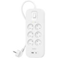 Multiprise parafoudre - 6 prises,1 USB-C, 1 USB-A