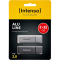 Alu Line USB 2.0 - 2 x 32 Go / Anthracite, Argent